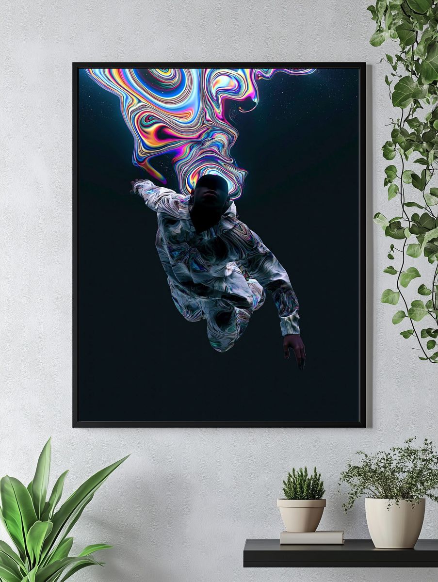 Cosmic Drift Figure Illustration Poster. — room view 4
