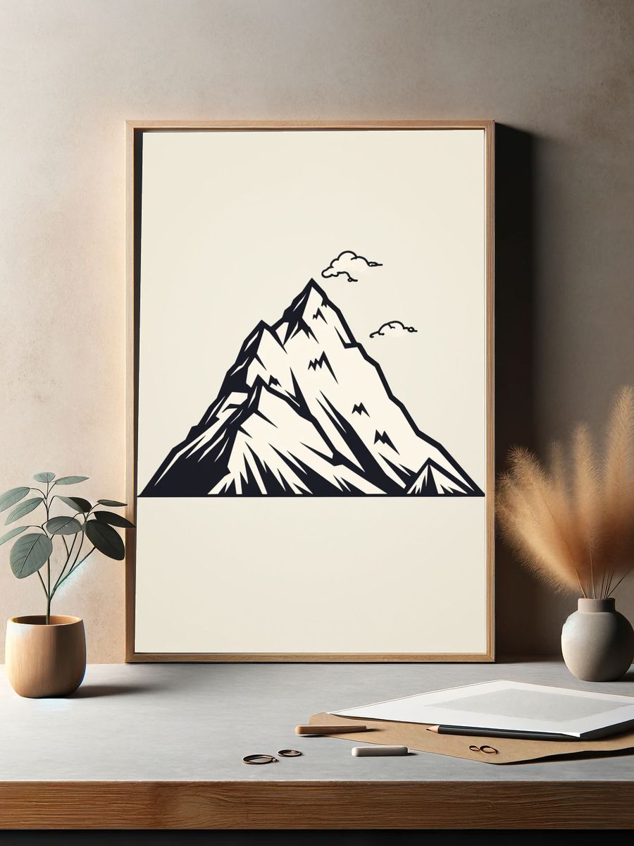 Mountain Peak Line Art Poster. — room view 2