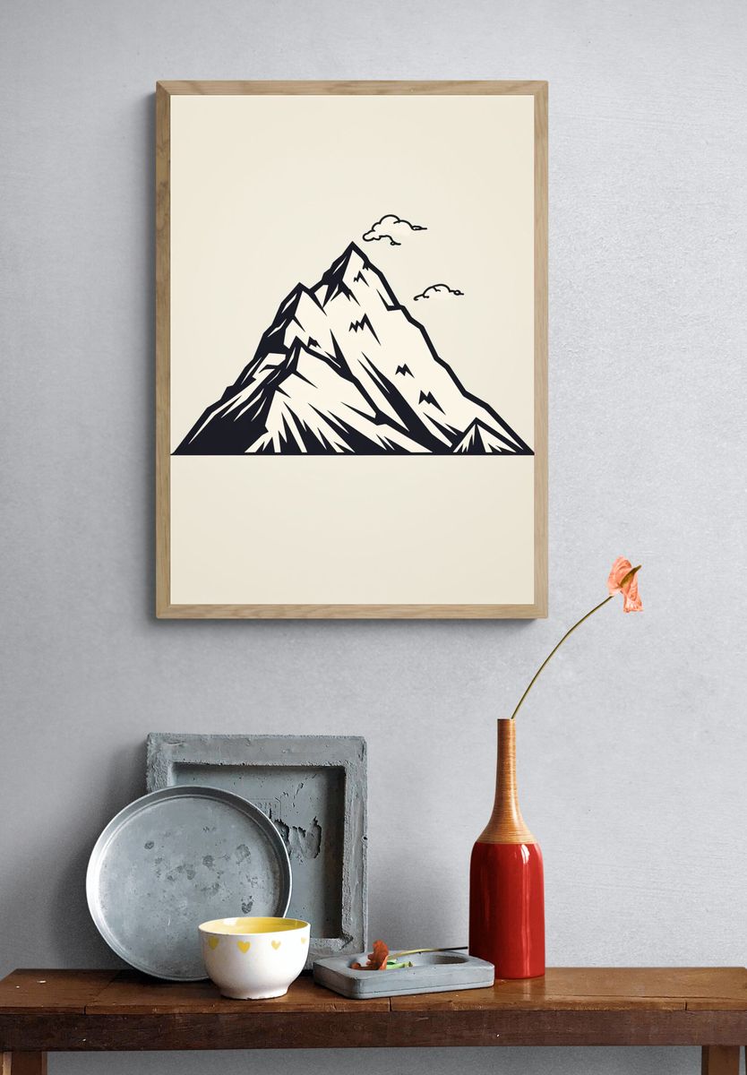 Mountain Peak Line Art Poster. — room view 3