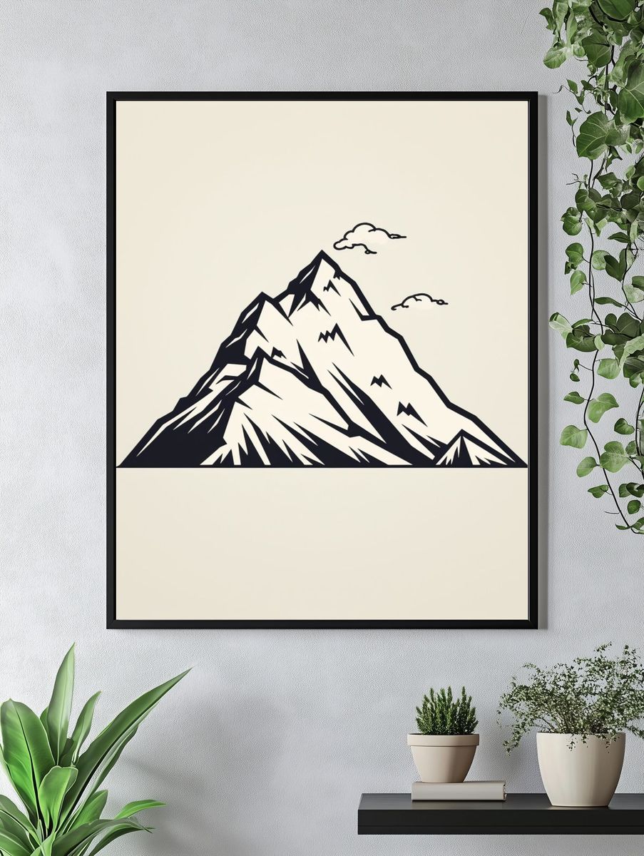 Mountain Peak Line Art Poster. — room view 4