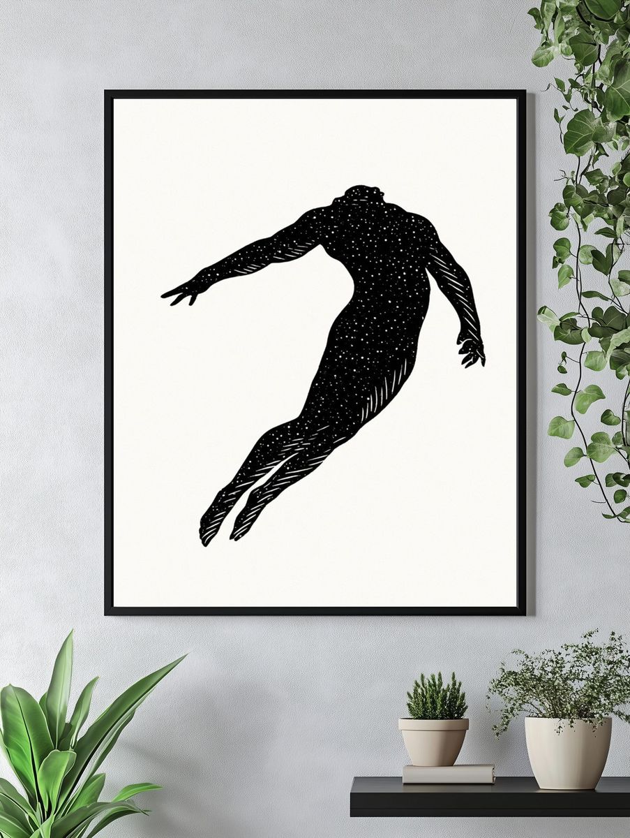 Celestial Diver Silhouette Print. — room view 4