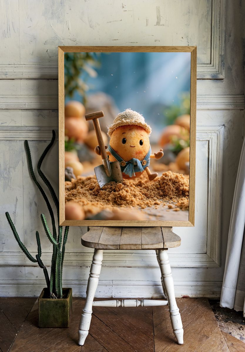 Cute Potato Gardener Illustration Poster. room preview