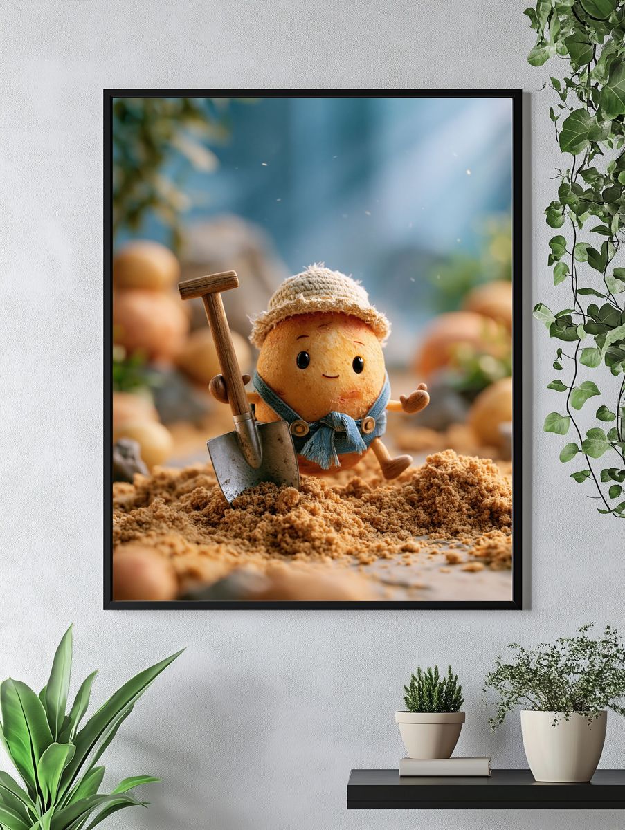 Cute Potato Gardener Illustration Poster. — room view 4