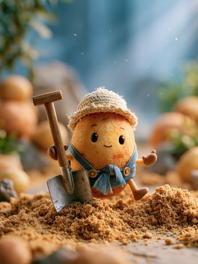 Cute Potato Gardener Illustration Poster.