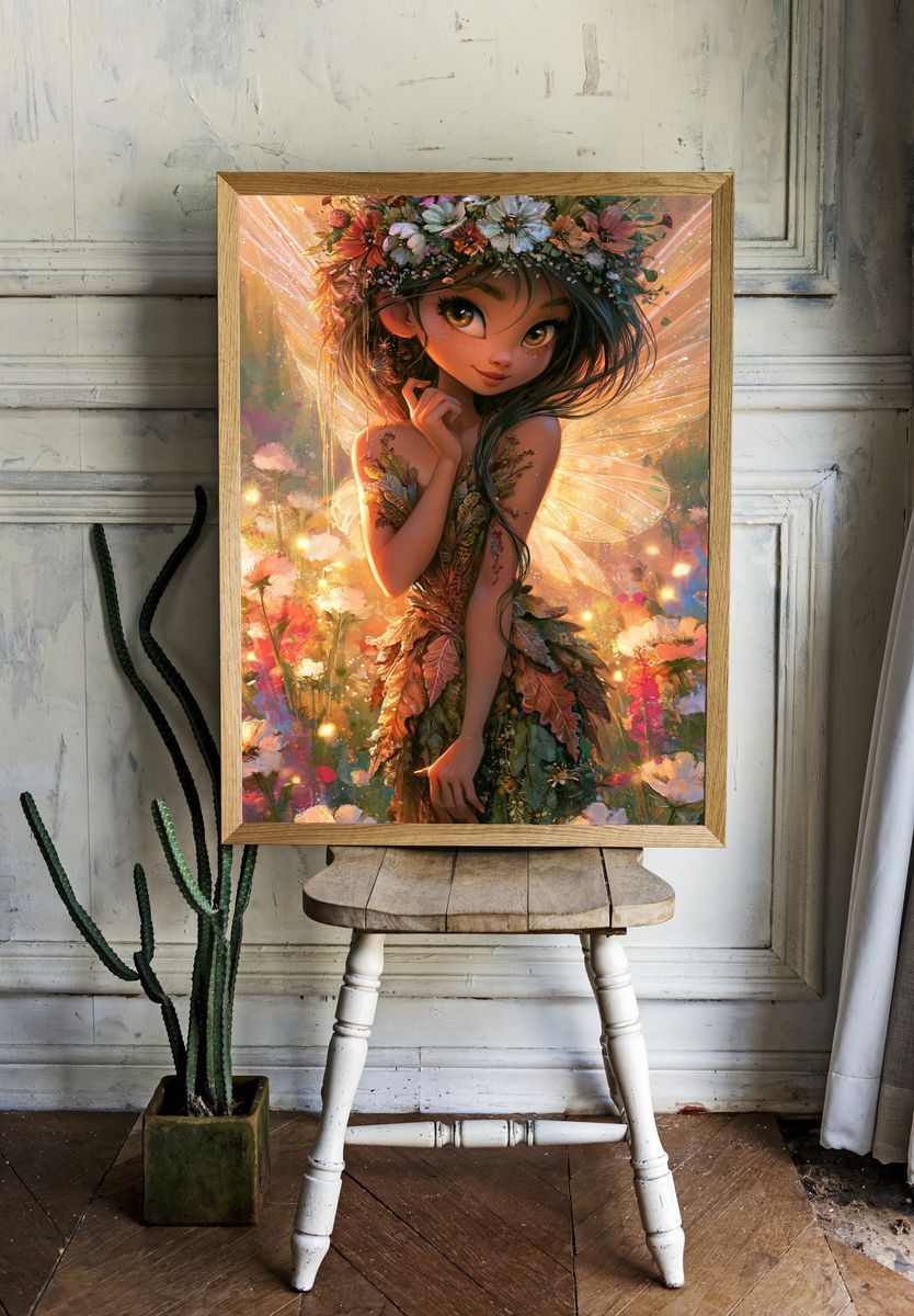 Flower Fairy Digital Art Poster. — room view 1