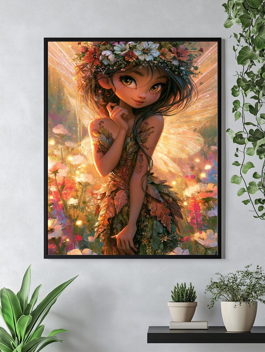 Flower Fairy Digital Art Poster. — room view 4