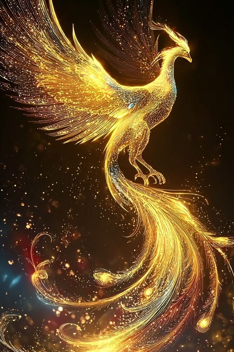 Golden Phoenix Digital Art Poster. poster detail