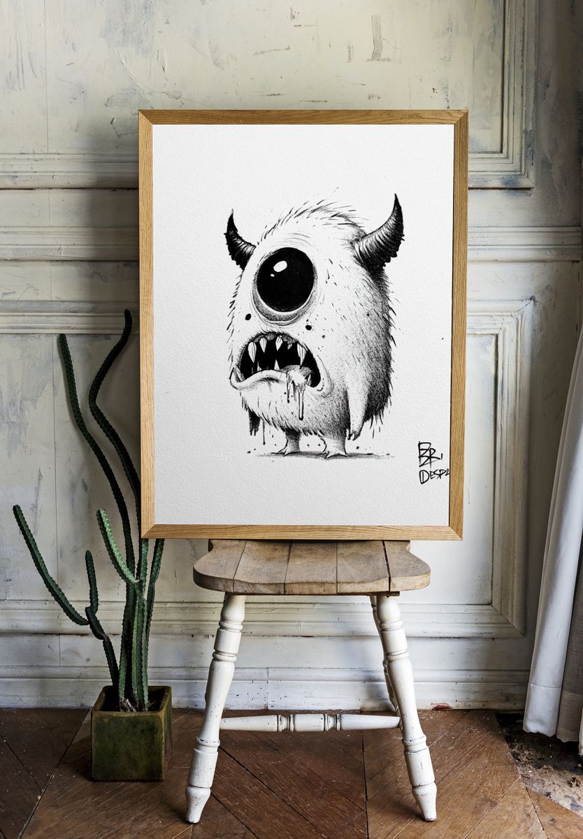 One-Eyed Monster Ink Poster. room preview