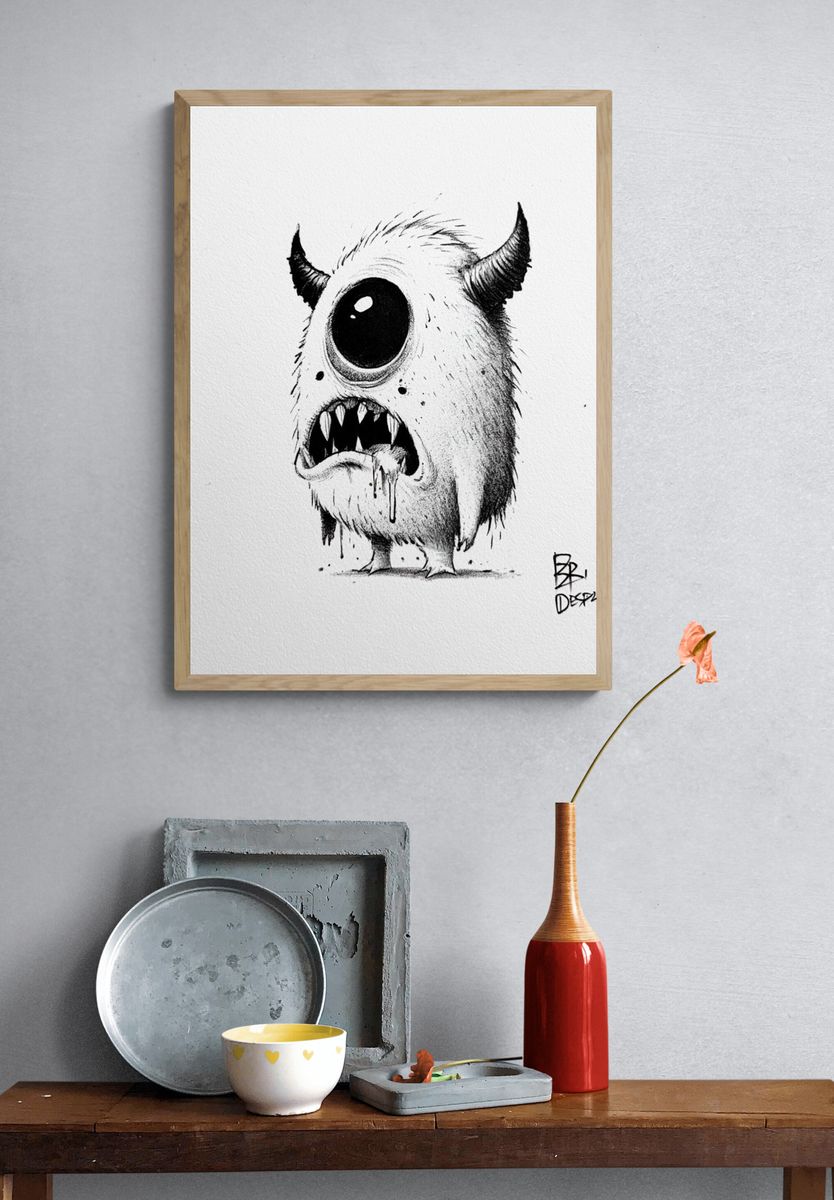One-Eyed Monster Ink Poster. — room view 3