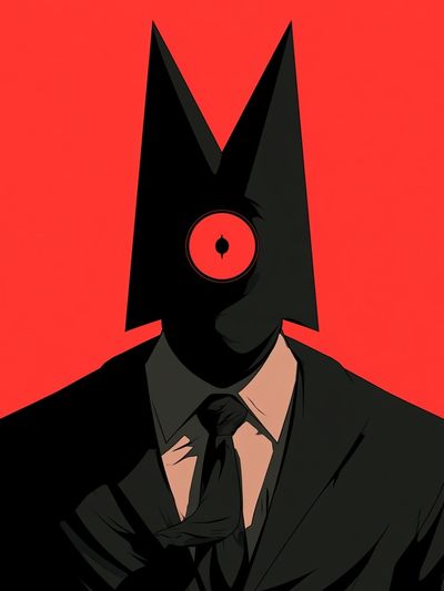 Masked Figure Red Minimalist Print. poster