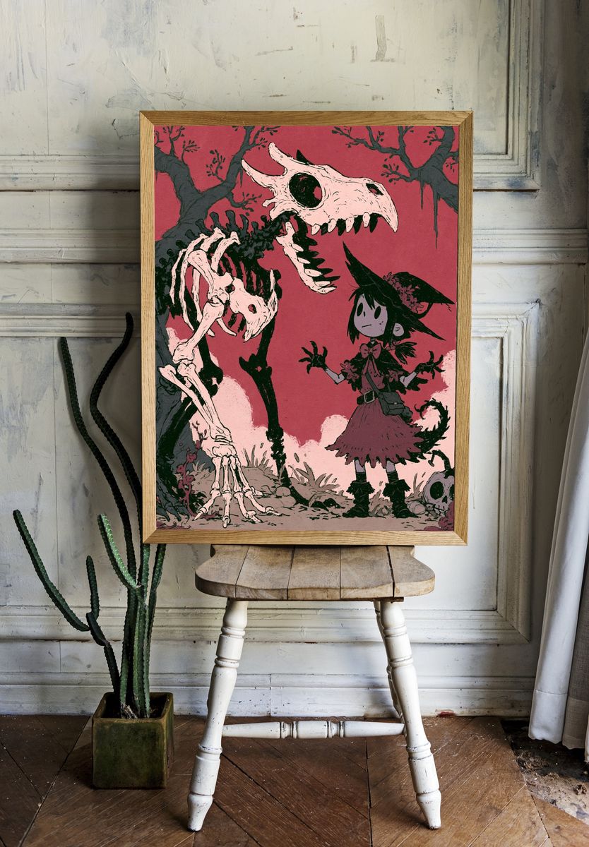 Dark Fantasy Skeletons Illustration Poster. — room view 1