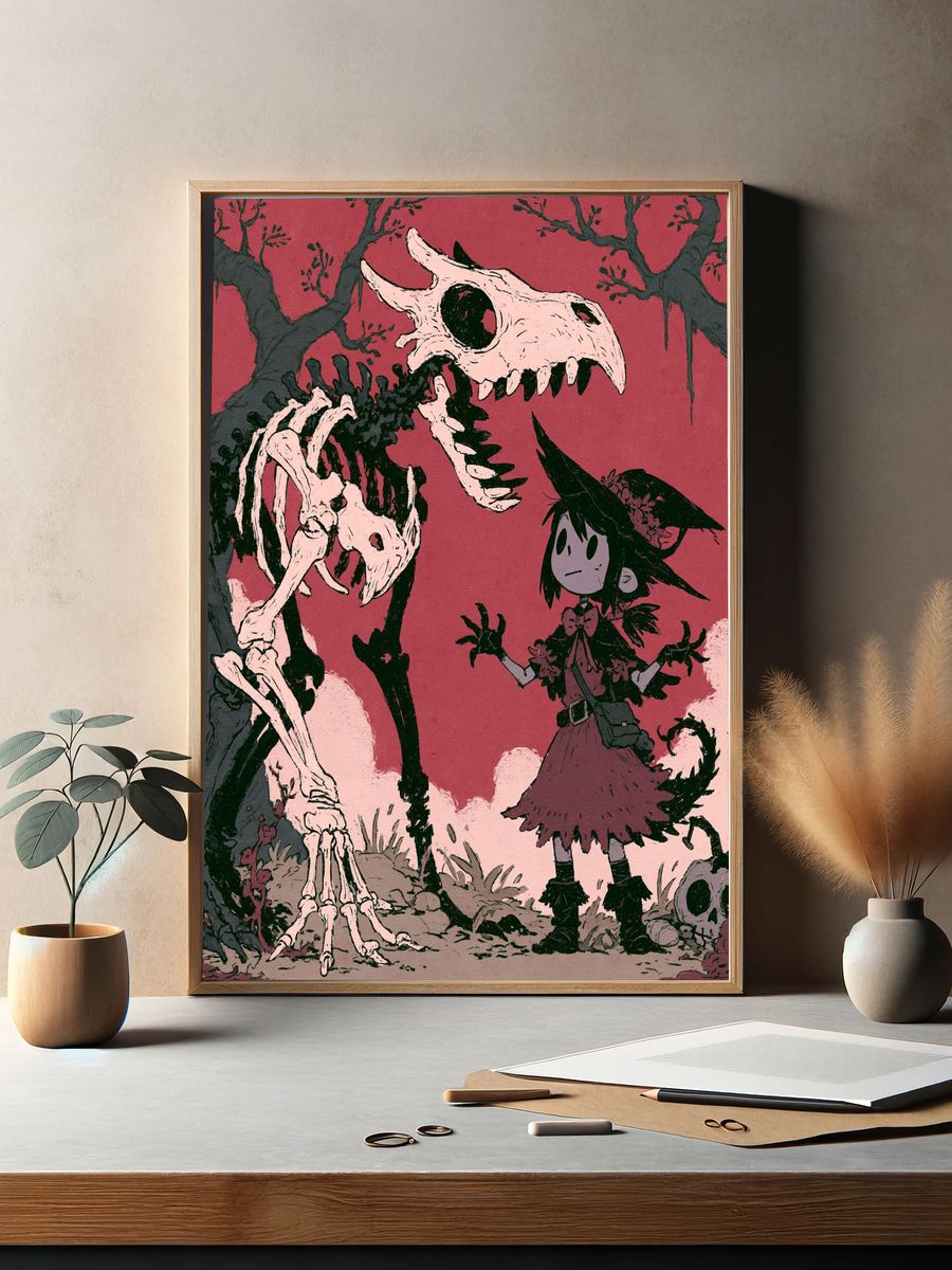 Dark Fantasy Skeletons Illustration Poster. — room view 2