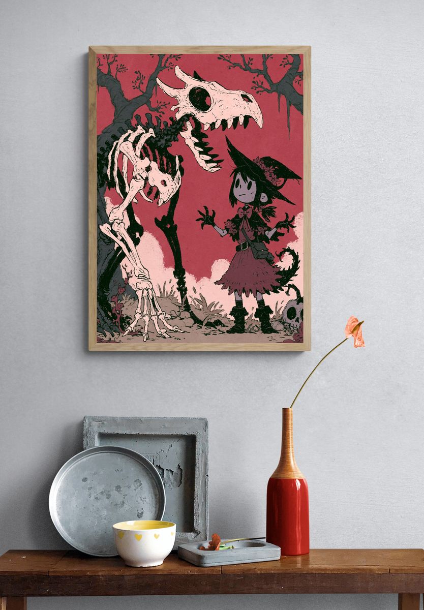 Dark Fantasy Skeletons Illustration Poster. — room view 3