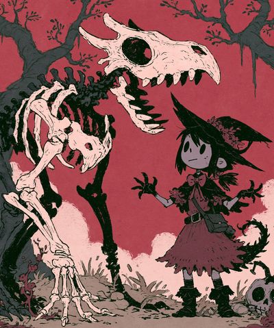 Dark Fantasy Skeletons Illustration Poster.