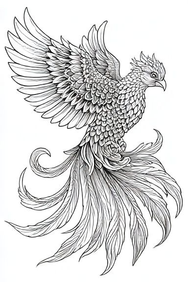 Phoenix Line Art Poster. poster — illustration art