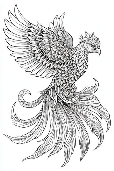 Phoenix Line Art Poster.