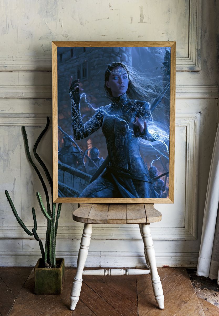 Electric Sorceress Fantasy Print. room preview