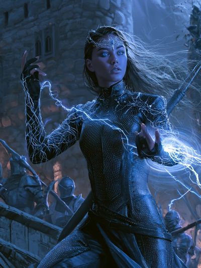 Electric Sorceress Fantasy Print. poster