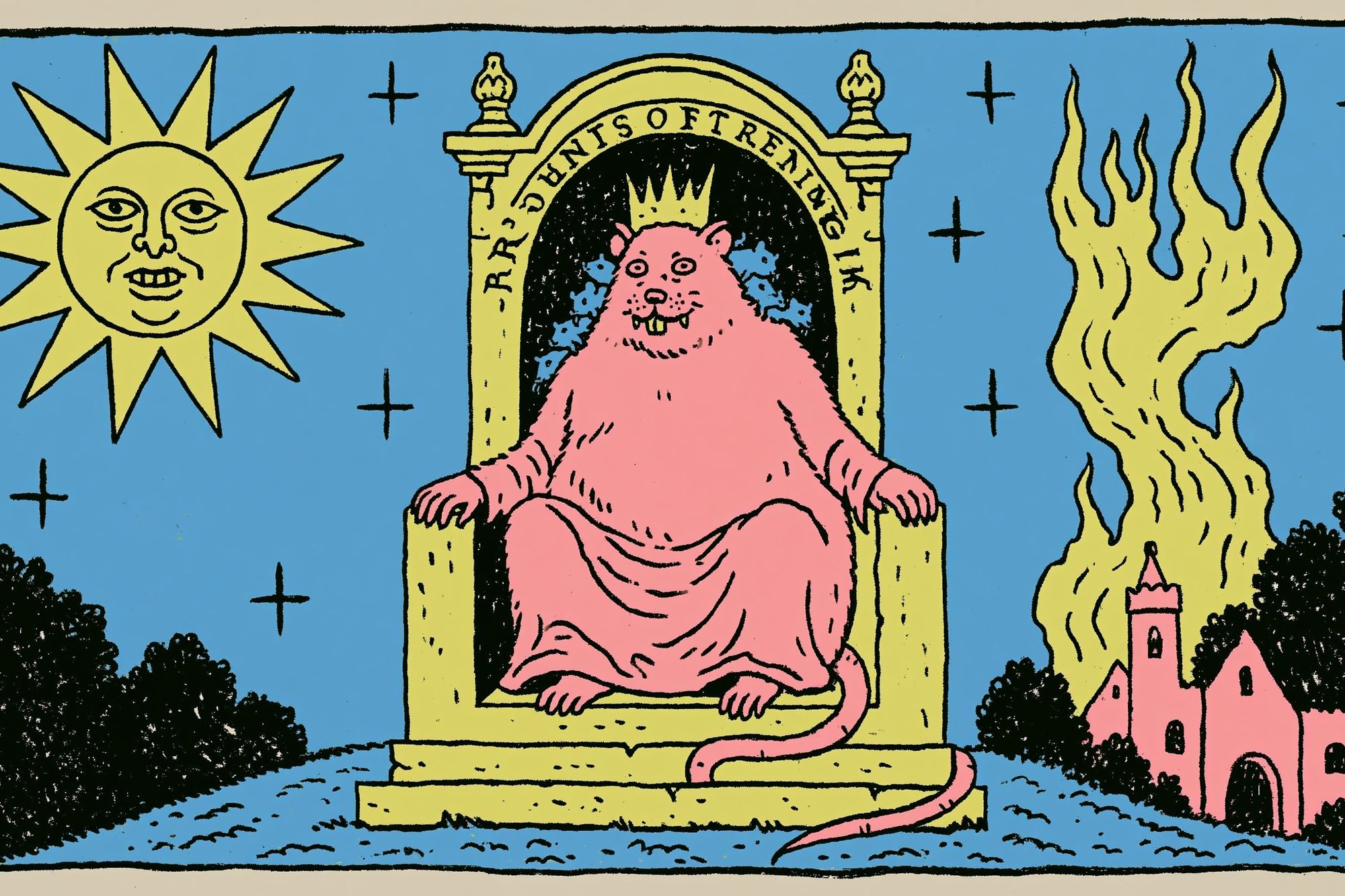 Pink Throne Rat Illustration Poster. poster detail