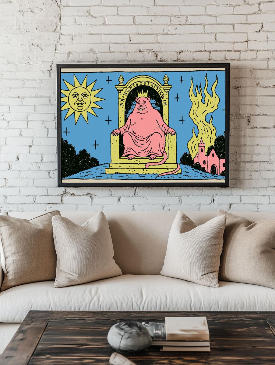 Pink Throne Rat Illustration Poster. — room view 1