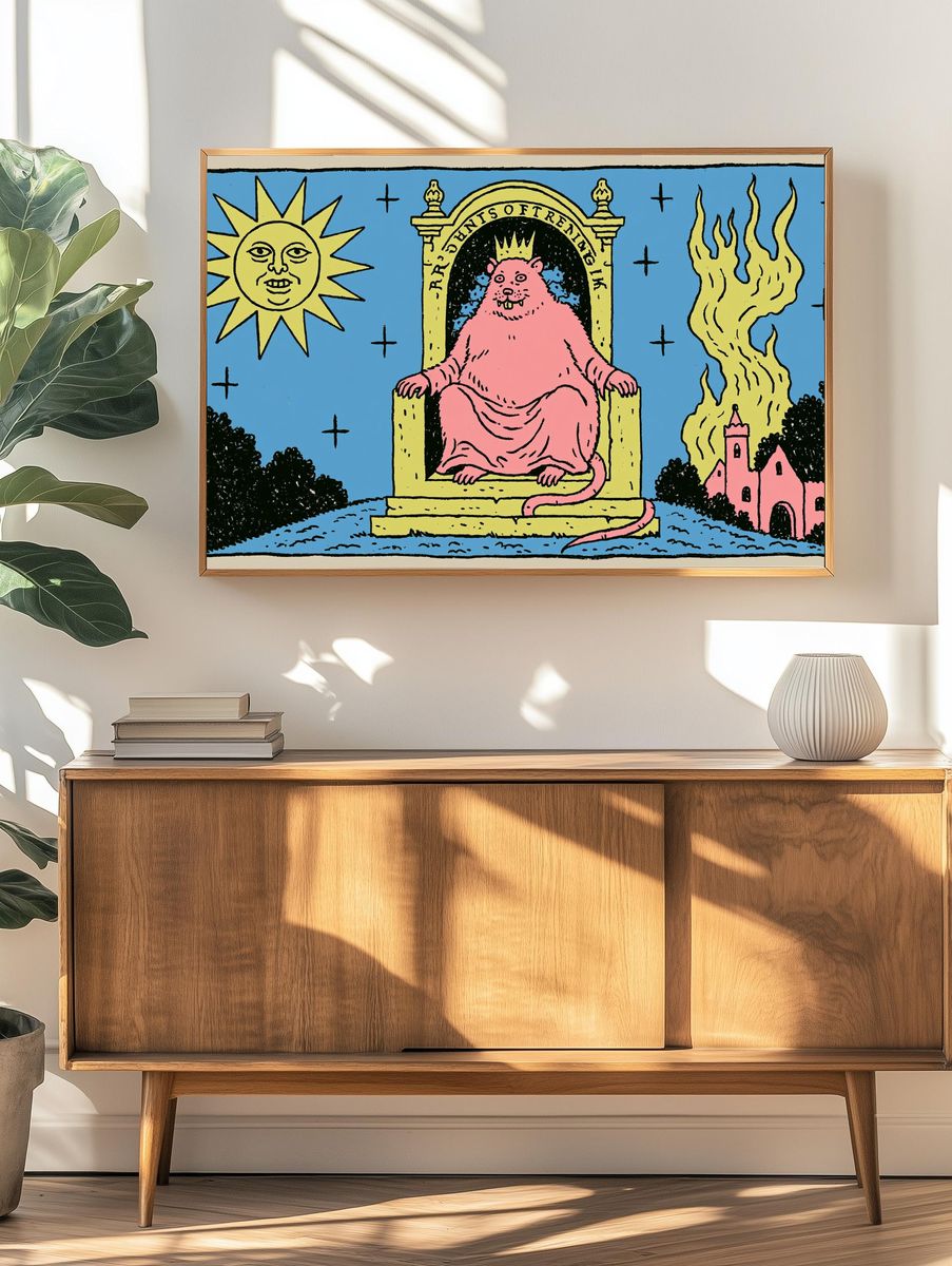 Pink Throne Rat Illustration Poster. — room view 3