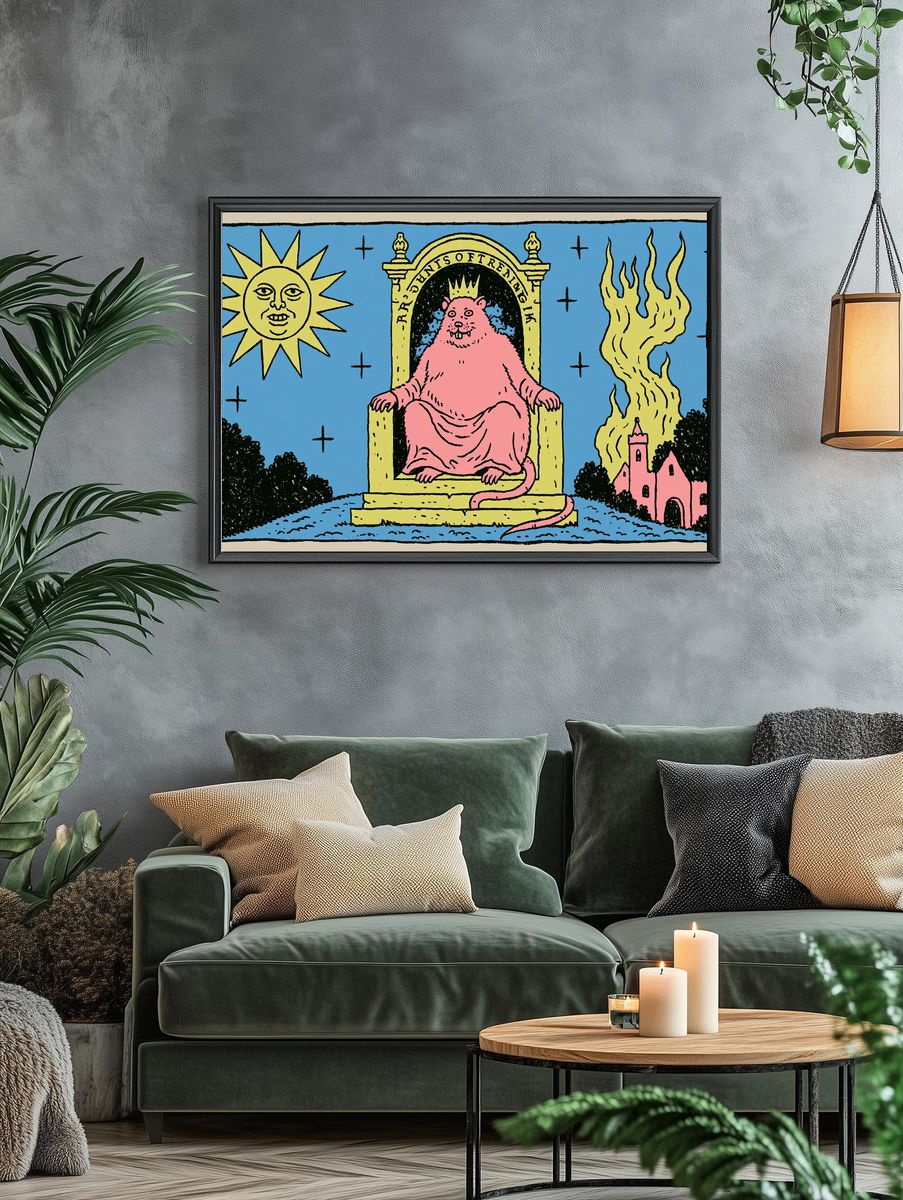 Pink Throne Rat Illustration Poster. — room view 4