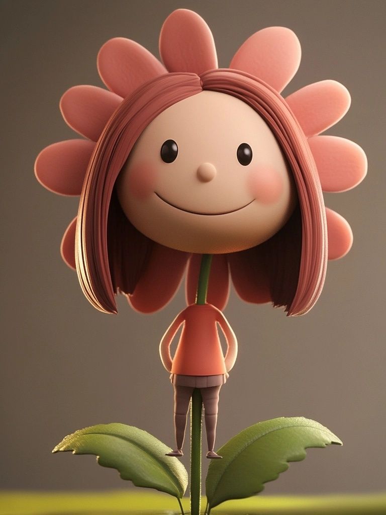 Smiling Flower Girl Illustration Poster. poster detail
