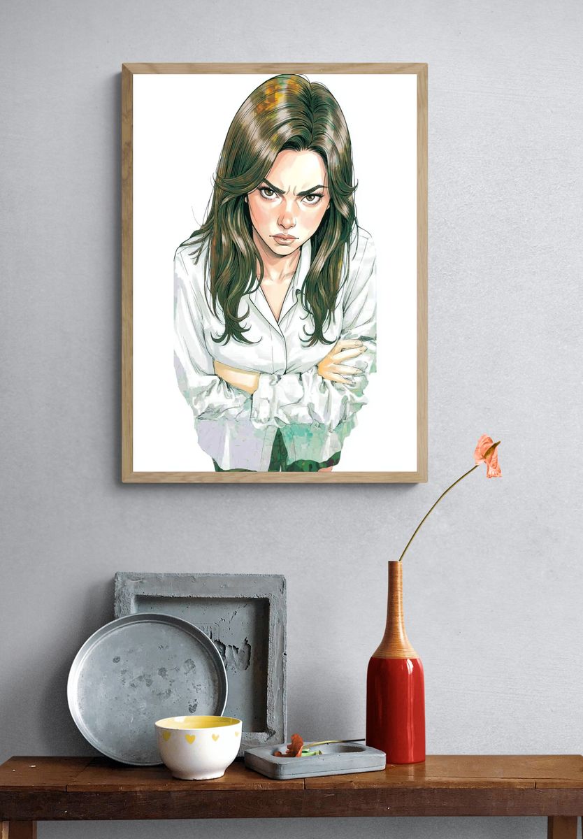 Intense Woman Portrait Illustration Poster. — room view 3