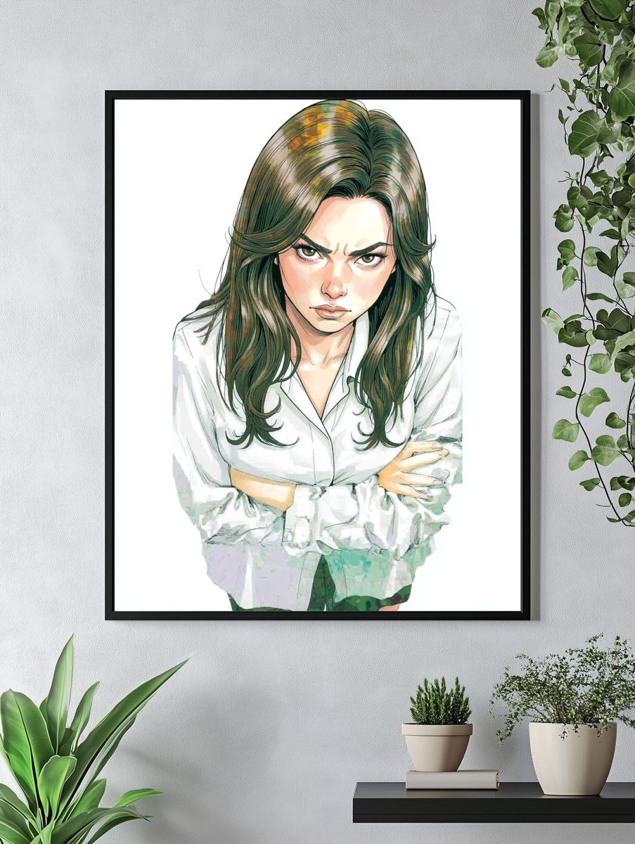 Intense Woman Portrait Illustration Poster. — room view 4