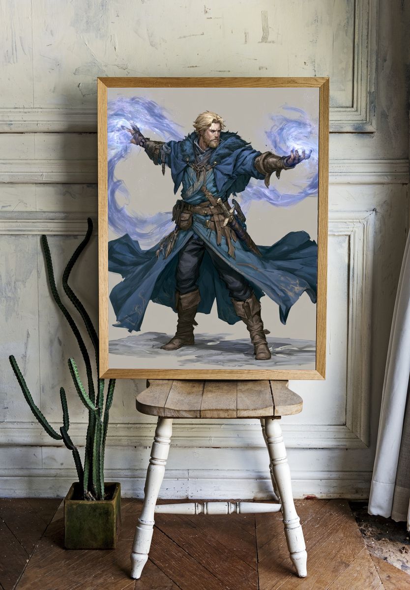 Wizard Spellcaster Digital Art Print. — room view 1