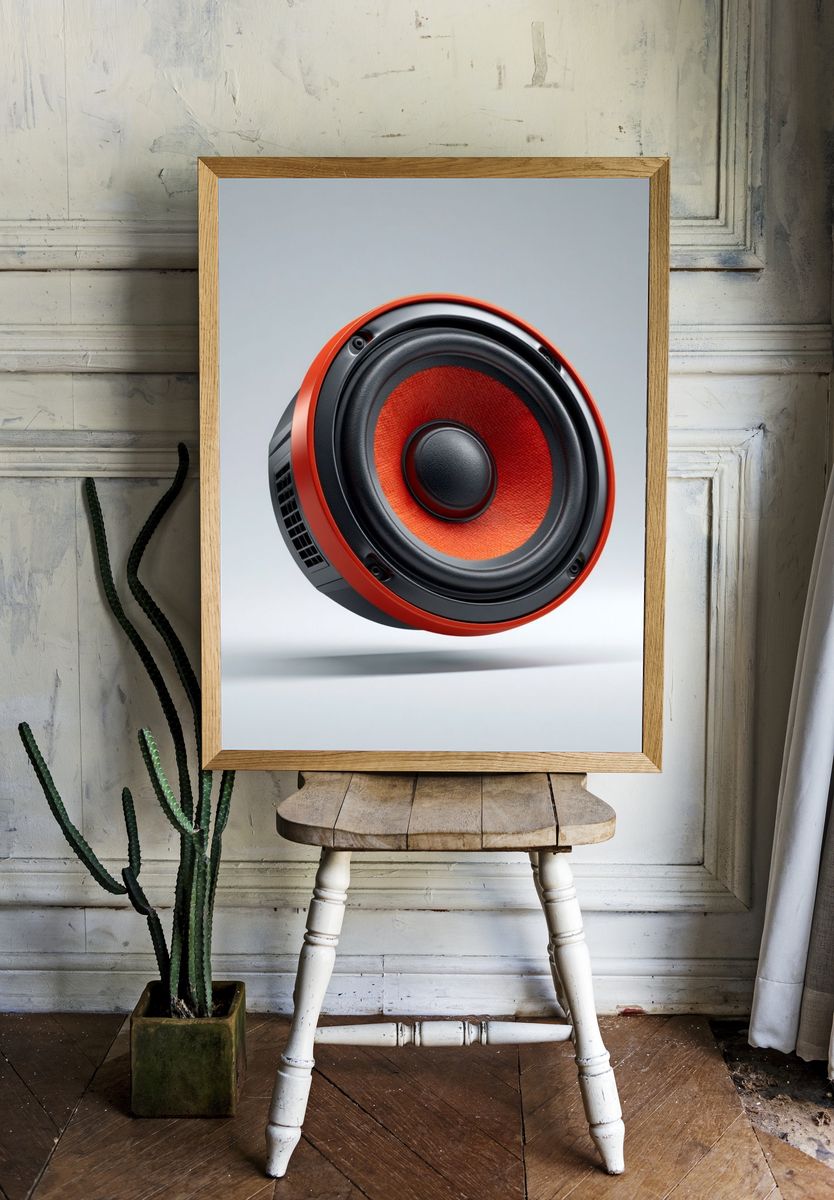 Floating Speaker Illustration Poster. — room view 1