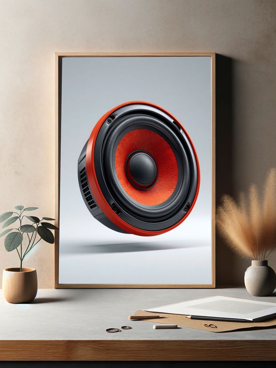 Floating Speaker Illustration Poster. — room view 2