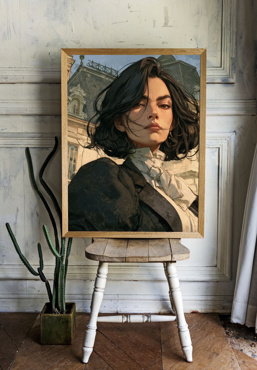 Parisian Portrait Illustration Poster. room preview