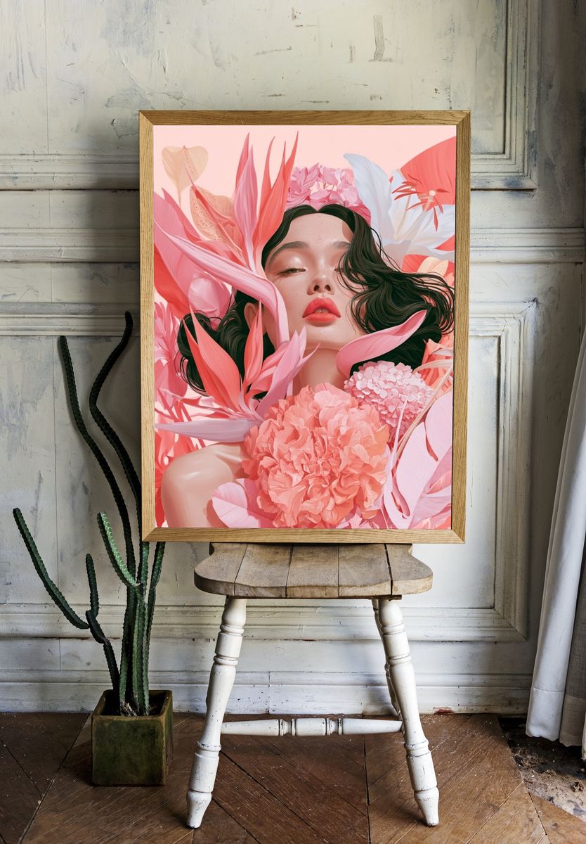 Floral Portrait Illustration Poster. room preview