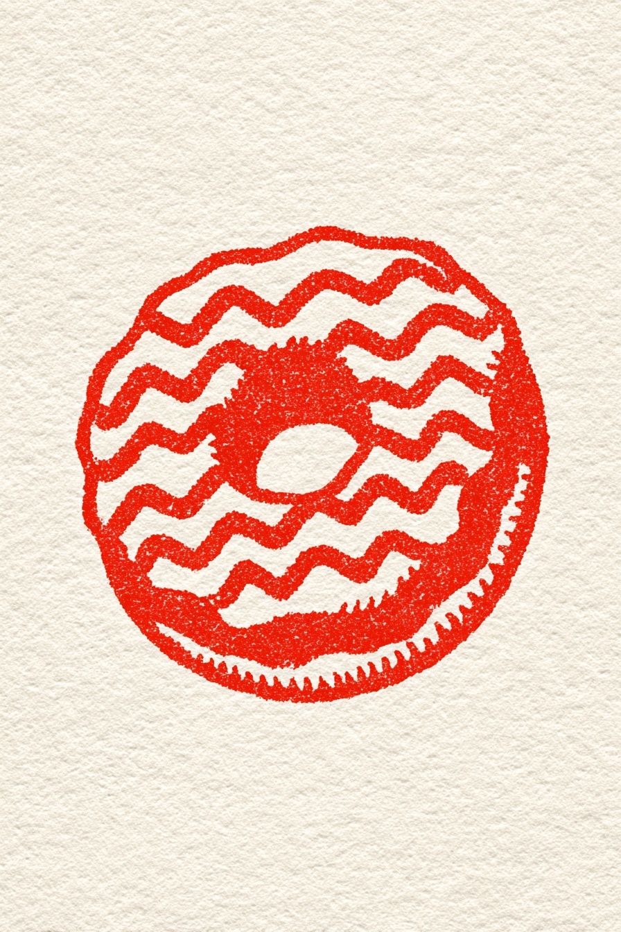 Red Donut Illustration Print. poster — illustration art