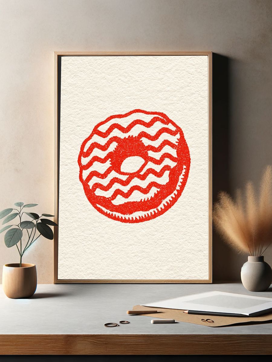 Red Donut Illustration Print. — room view 2