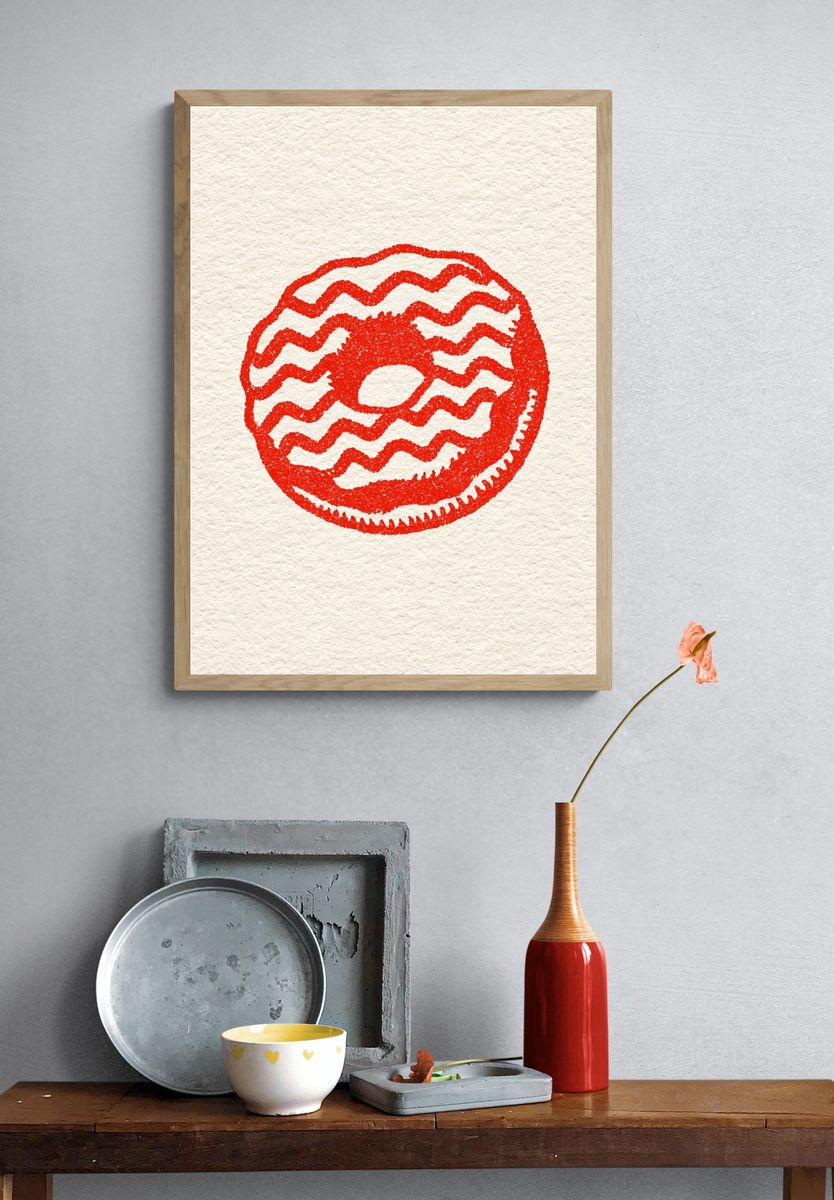 Red Donut Illustration Print. — room view 3