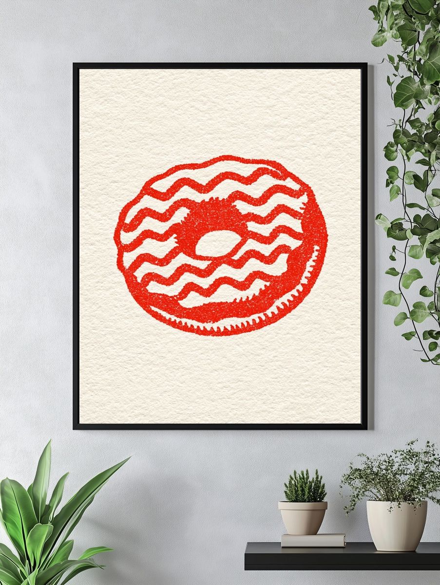 Red Donut Illustration Print. — room view 4
