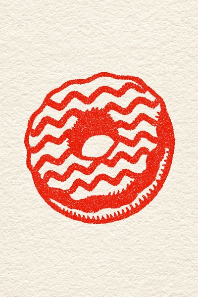 Red Donut Illustration Print. poster