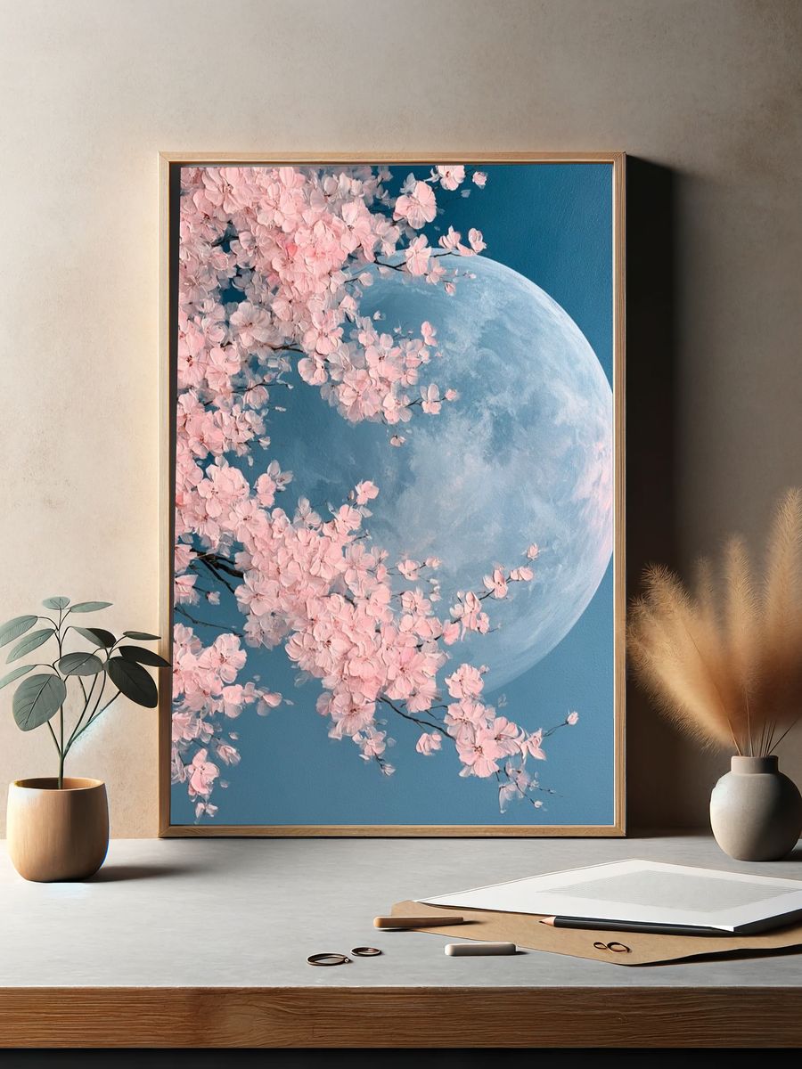 Cherry Blossom Moon Print. — room view 2