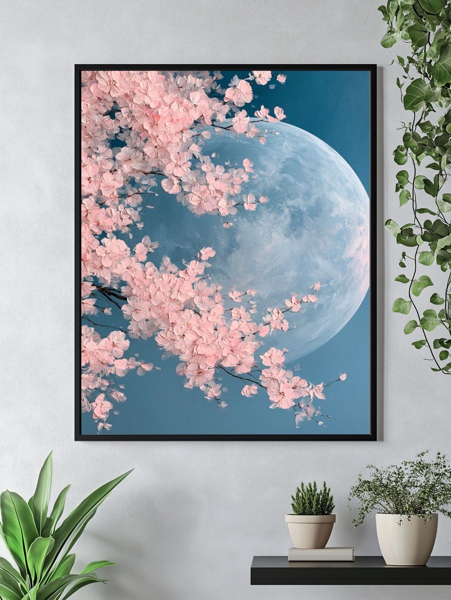 Cherry Blossom Moon Print. — room view 4