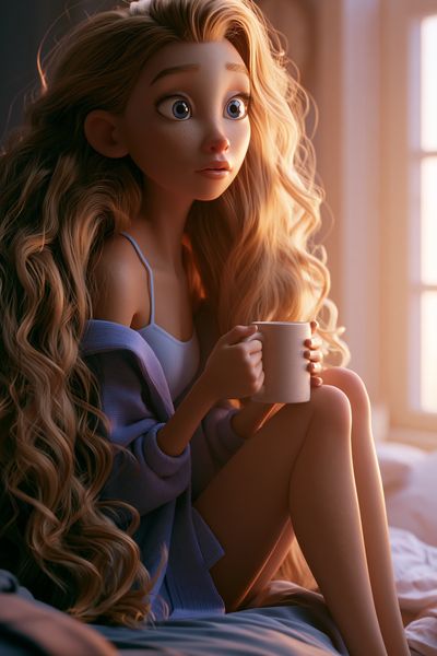 Cozy Morning Girl Illustration Poster. poster