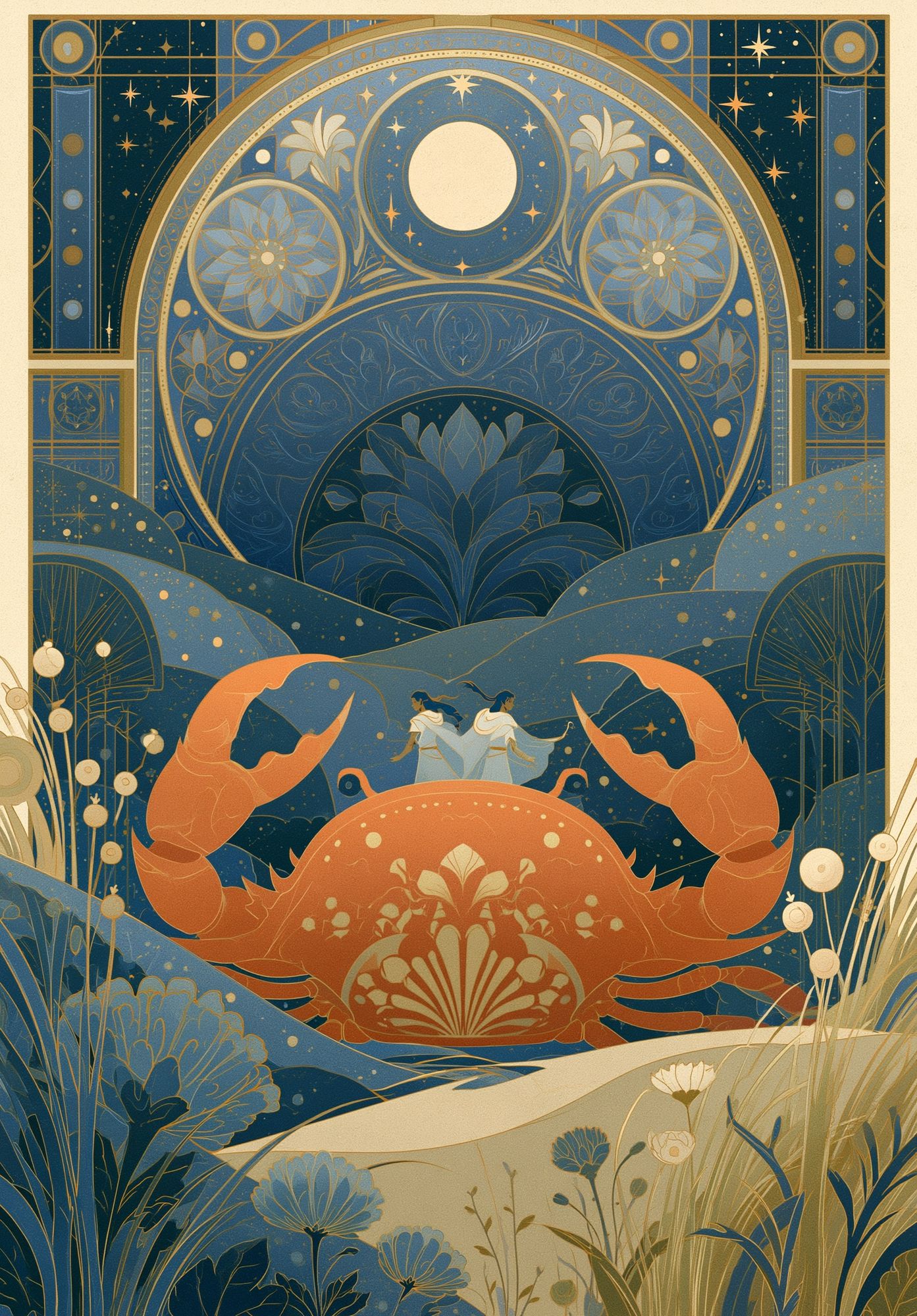Celestial Crab Art Nouveau Poster. poster — illustration art