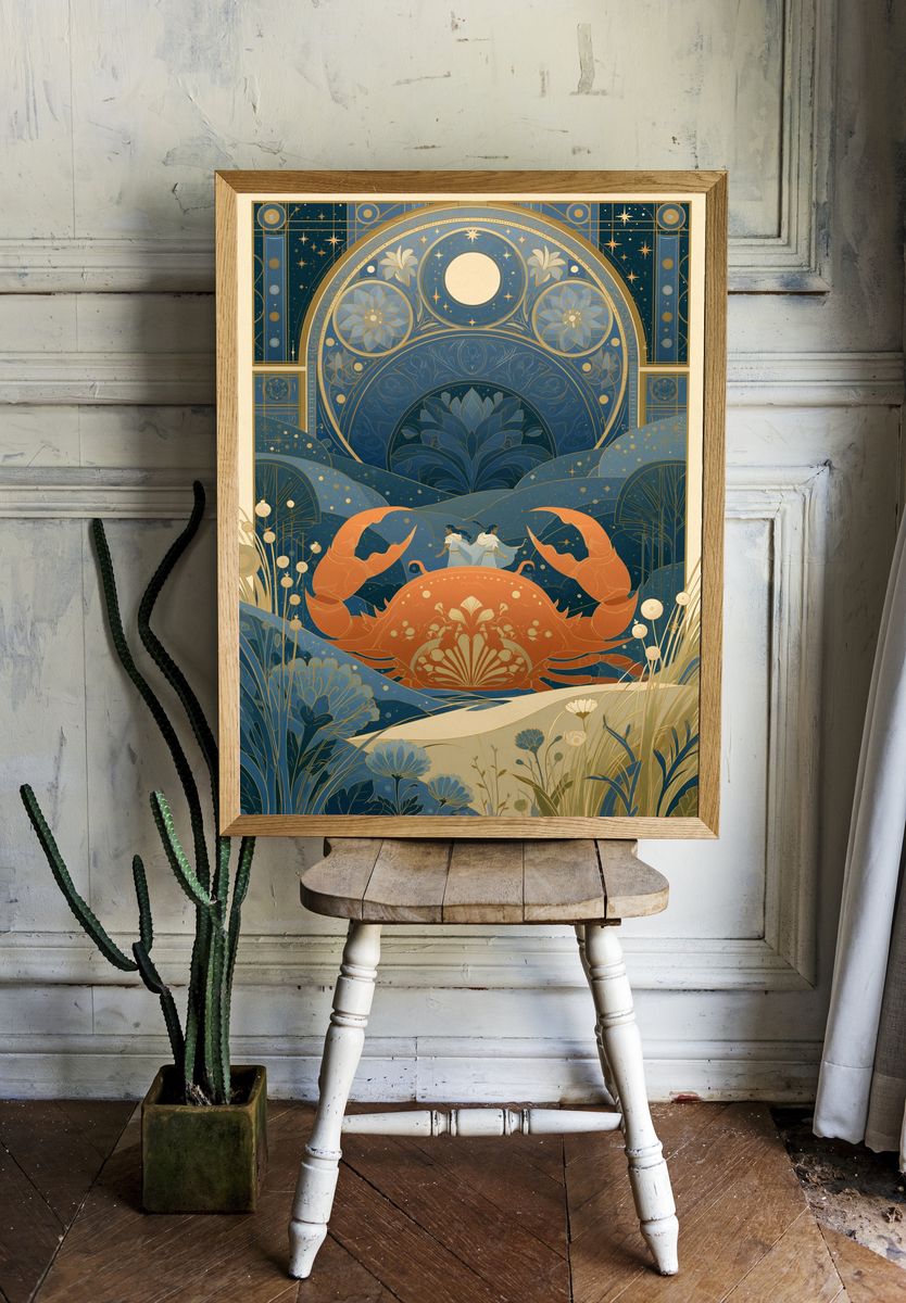 Celestial Crab Art Nouveau Poster. — room view 1