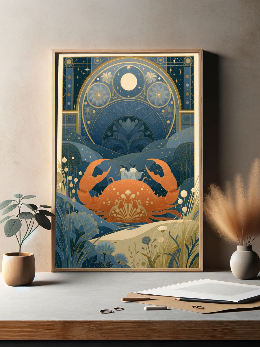 Celestial Crab Art Nouveau Poster. — room view 2