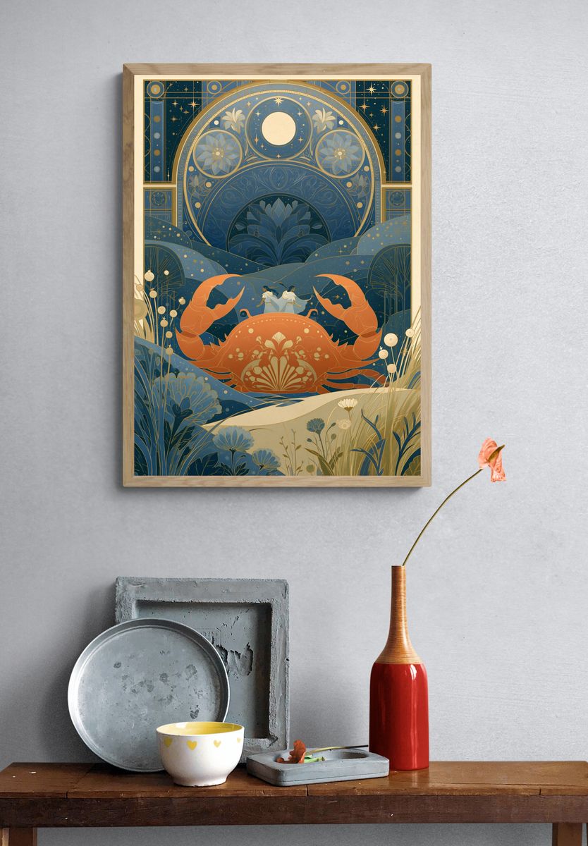 Celestial Crab Art Nouveau Poster. — room view 3