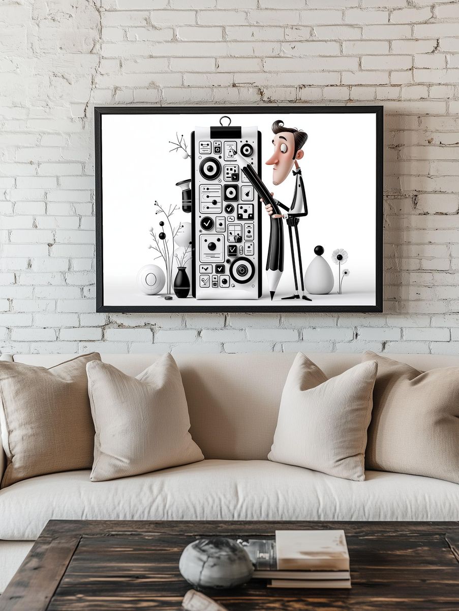Surreal Designer Illustration Poster. room preview
