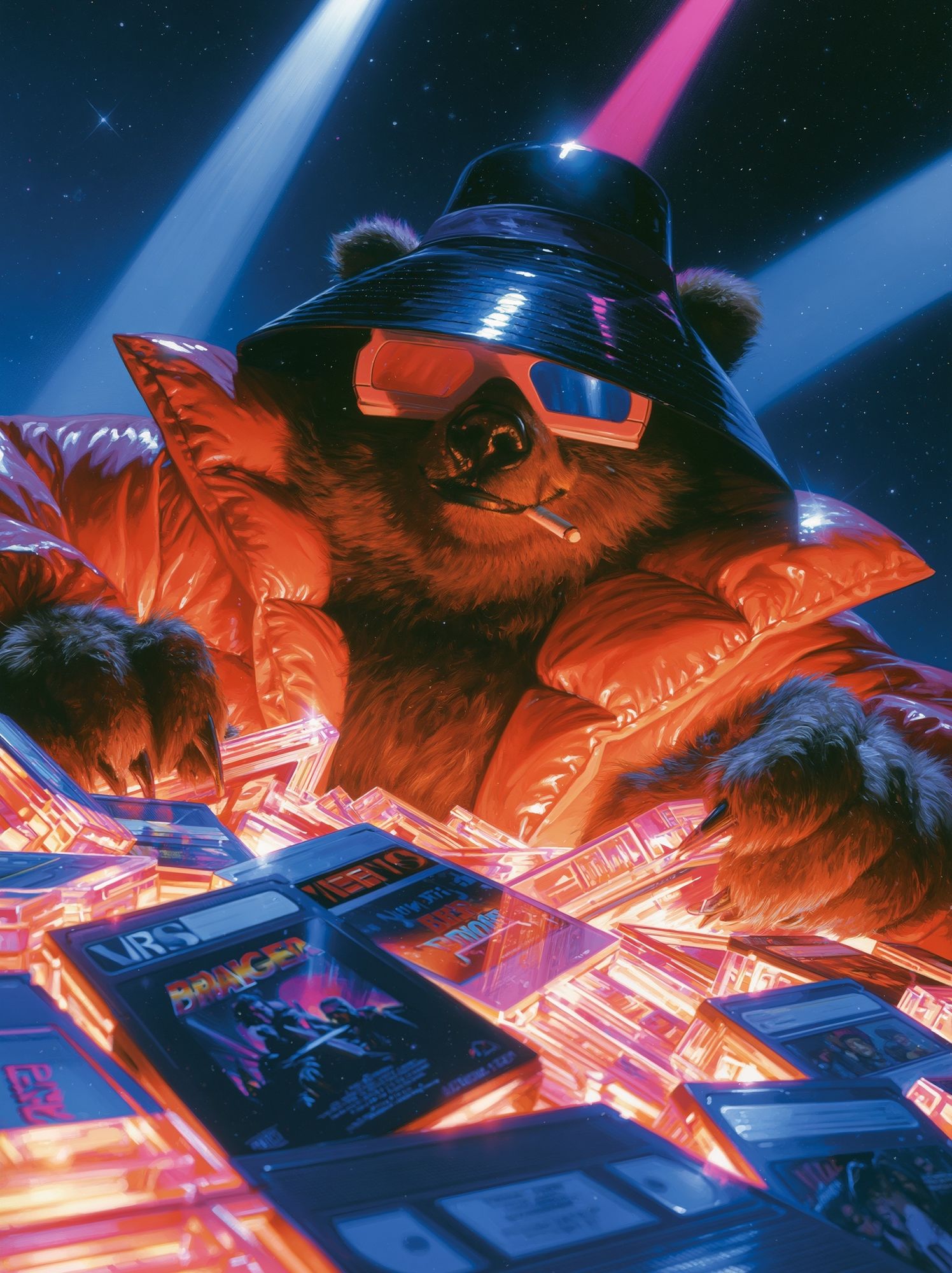 Retro Bear DJ Illustration Poster. poster — illustration art