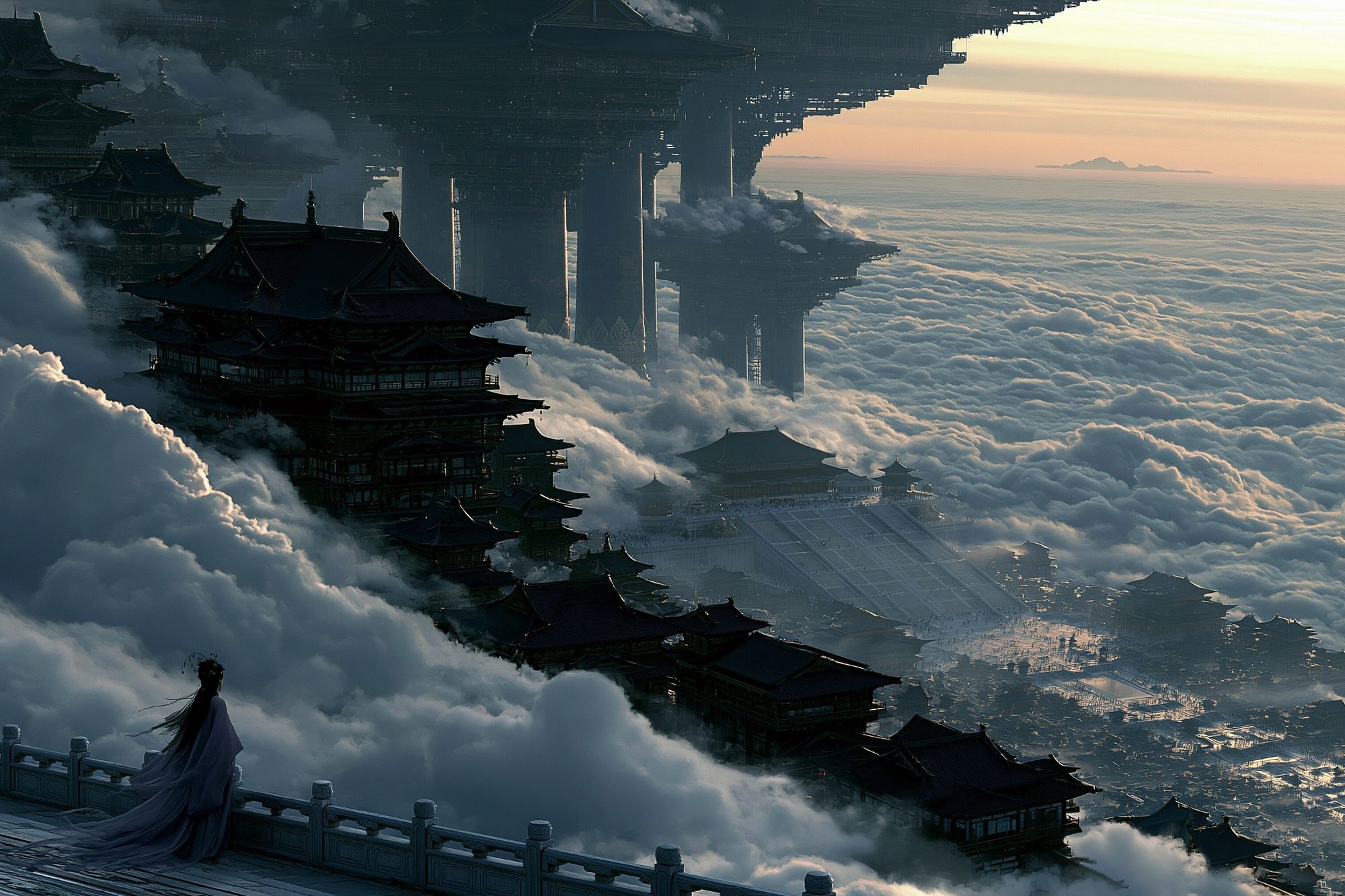 Cloud Palace Fantasy Landscape Poster. poster detail