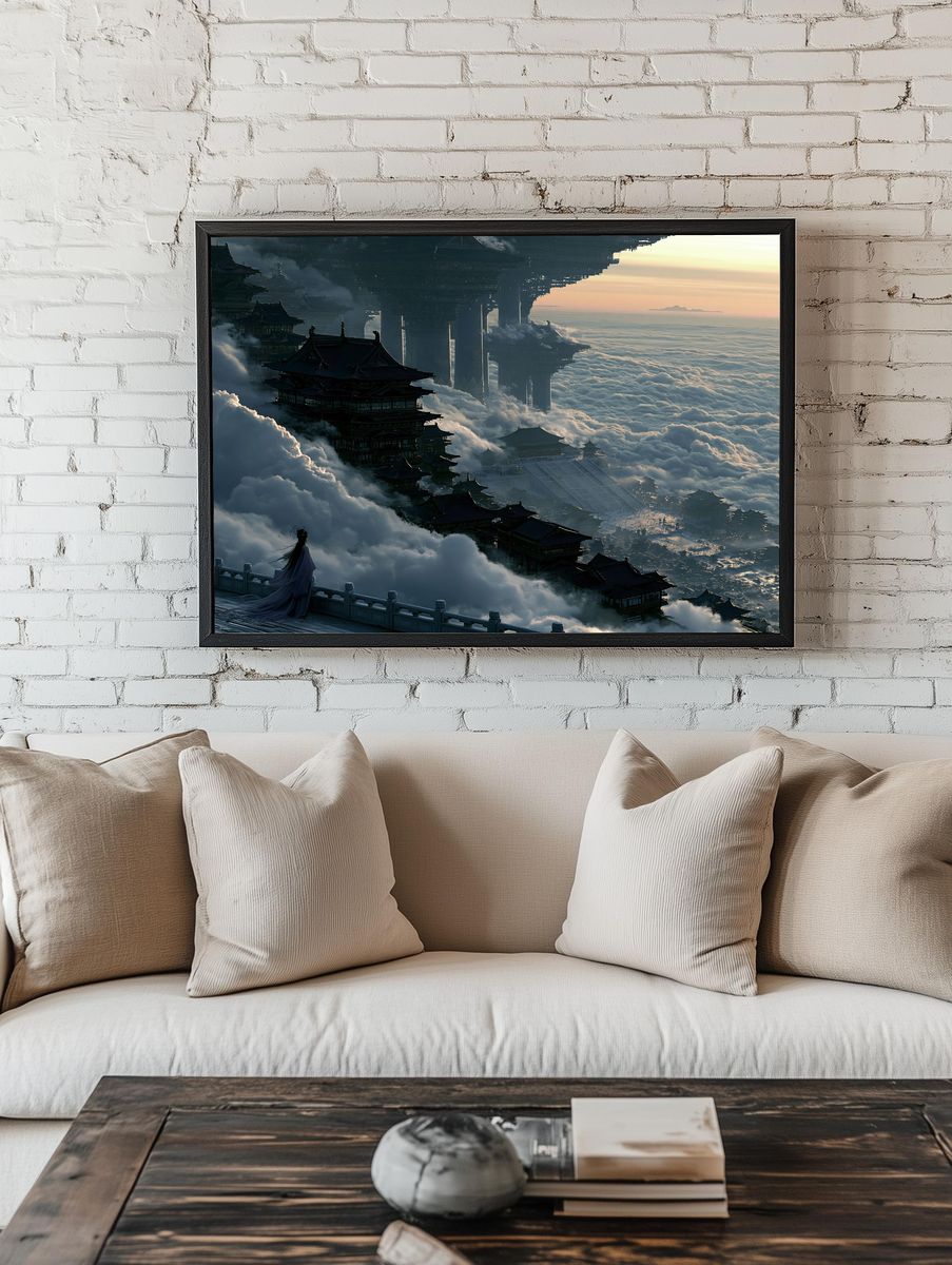 Cloud Palace Fantasy Landscape Poster. room preview